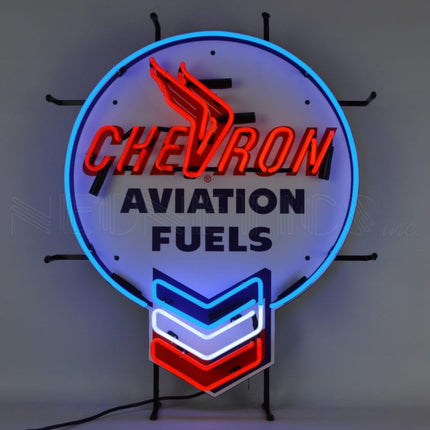 Chevron Gasolines 24" Round Neon Sign image 0