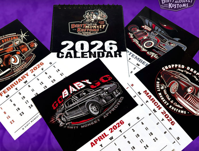 2026 Dirty Monkey Kustoms Hot Rod Art Calendar 8"x10"