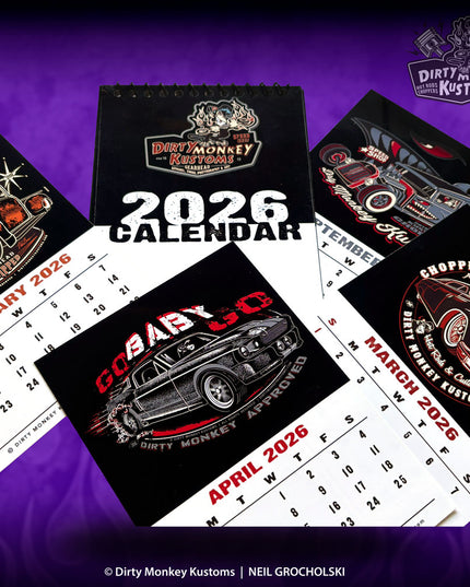 2026 Dirty Monkey Kustoms Hot Rod Art Calendar 8"x10"