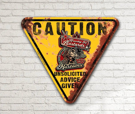 Kranky ol' Bastard Caution - Metal Garage Sign Dirty Monkey Kustoms
