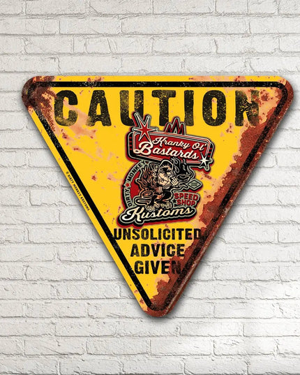 Kranky ol' Bastard Caution - Metal Garage Sign Dirty Monkey Kustoms