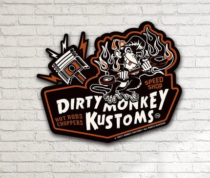 Dirty Monkey Kustoms Metal Wall Sign - Man Cave Tin Sign
