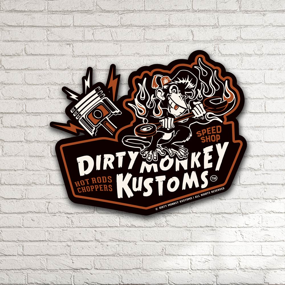 Dirty Monkey Kustoms Tin Wall Sign