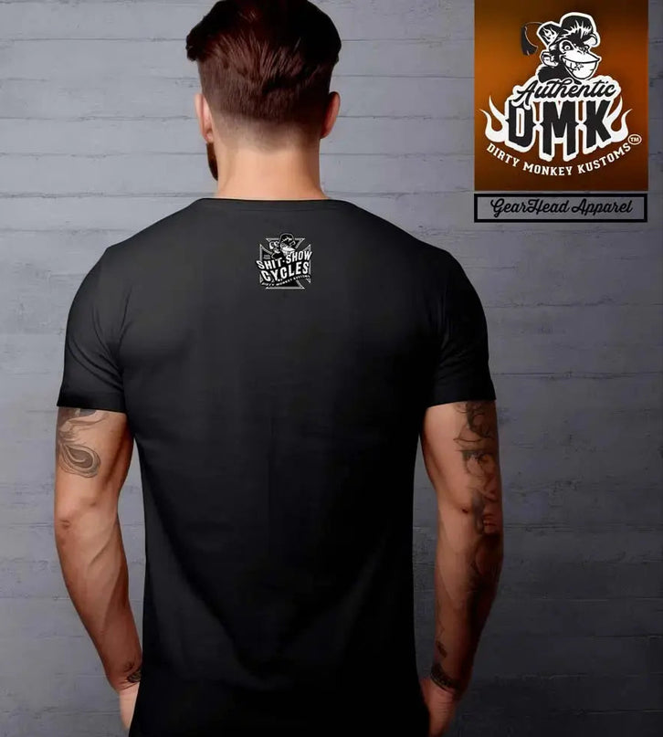 Shit Show Cycles - Harley Springer biker tee (WHITE) - Dirty Monkey Kustoms GearHead Apparel