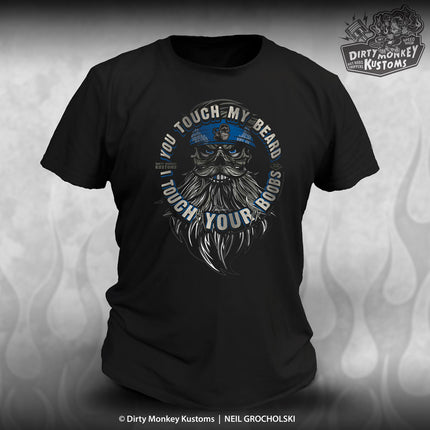 Touch My Beard - tee - front print (grey)