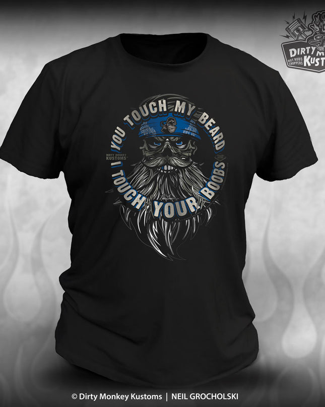 Touch My Beard - tee - front print (grey)