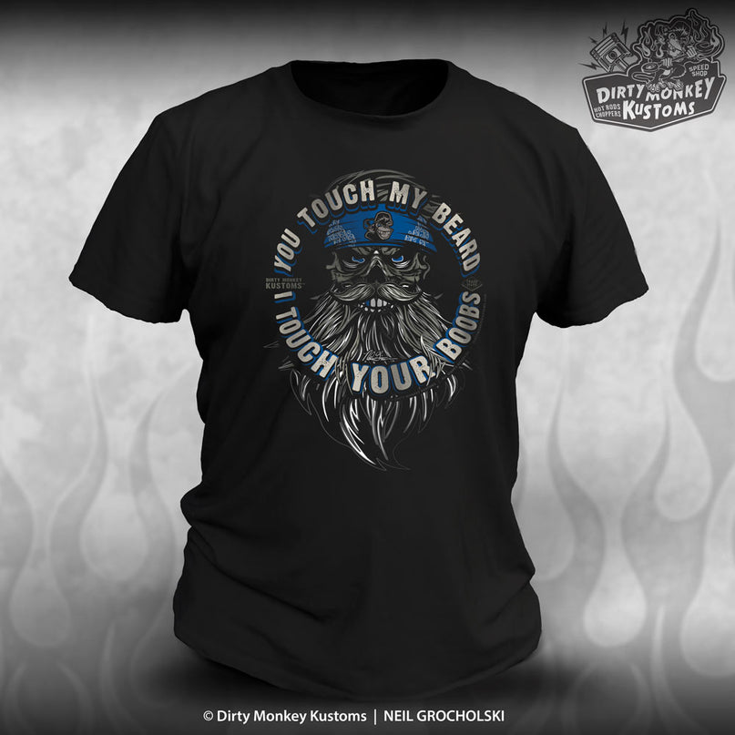 Touch My Beard - tee - front print (grey)