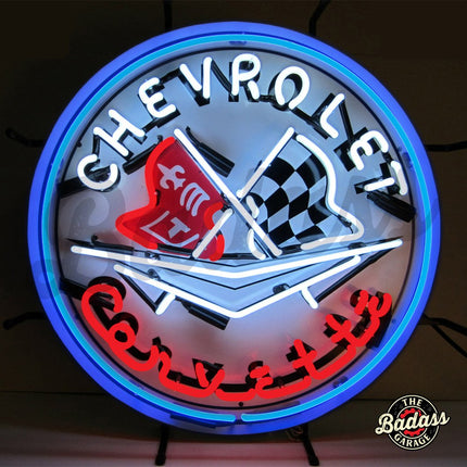 Corvette C1 Blue Ring Neon Sign With Backing image 0