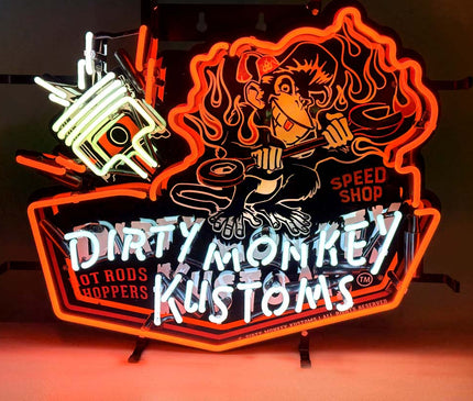 DIRTY MONKEY KUSTOMS HOTROD SPEED SHOP NEON SIGN