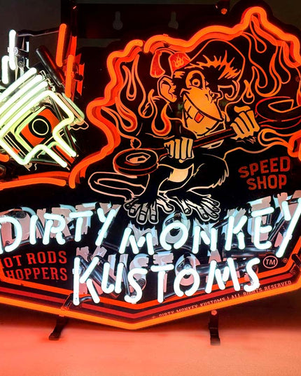 DIRTY MONKEY KUSTOMS HOTROD SPEED SHOP NEON SIGN