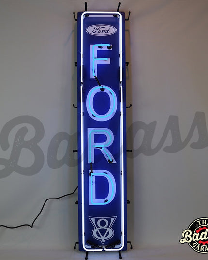 Ford V8 54" Vertical Neon Sign With Backing image 0