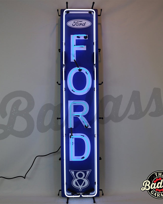 Ford V8 54" Vertical Neon Sign With Backing image 0
