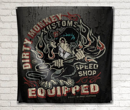 Dirty Monkey Equipped Hot Rod garage sign