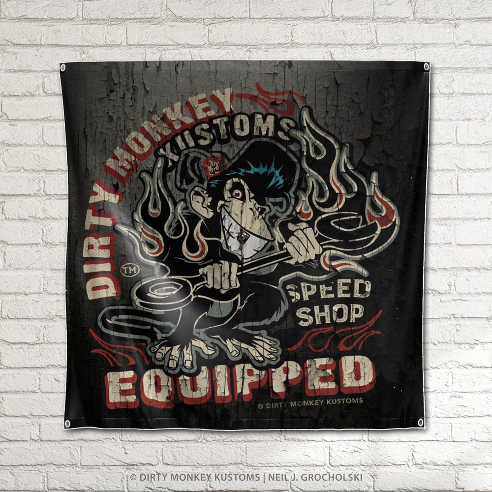 Dirty Monkey Equipped Hot Rod garage sign