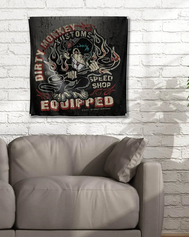 Letrero de garaje Dirty Monkey Equipped Hot Rod