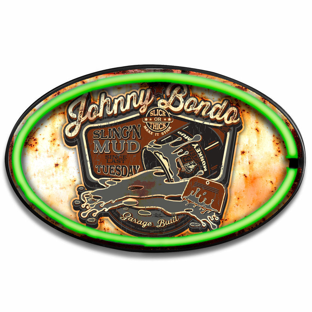 Johnny Bondo LED/Neon Lit Retro Wall Sign