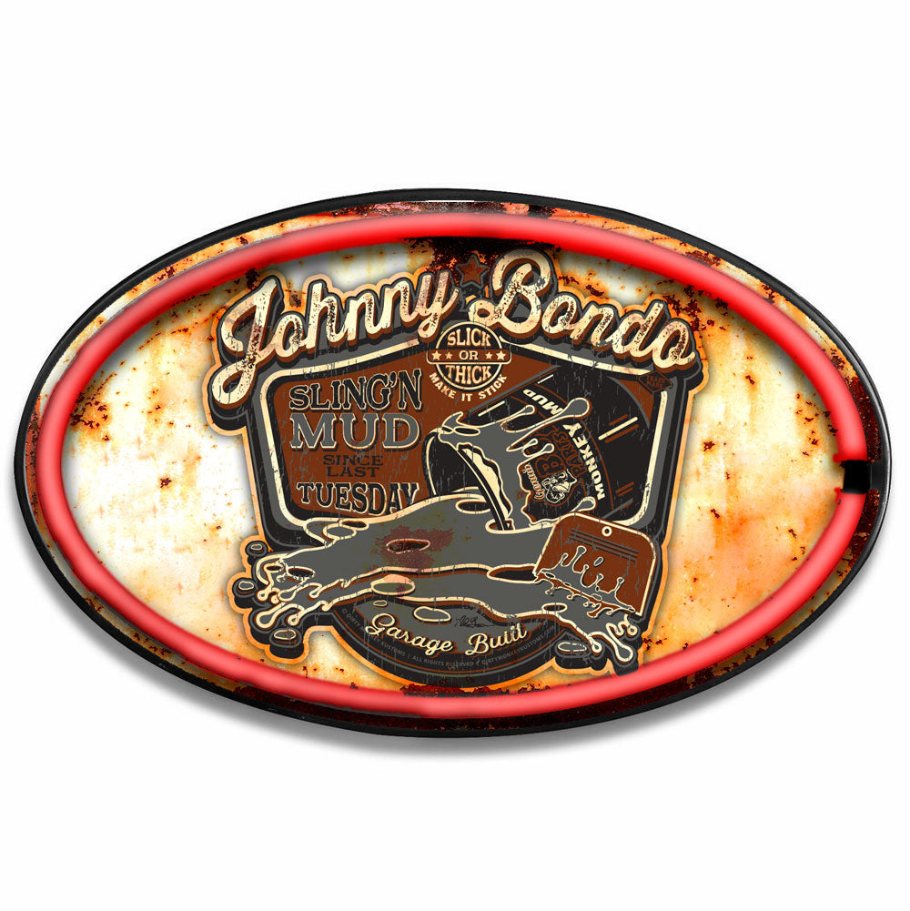 Johnny Bondo LED/Neon Lit Retro Wall Sign