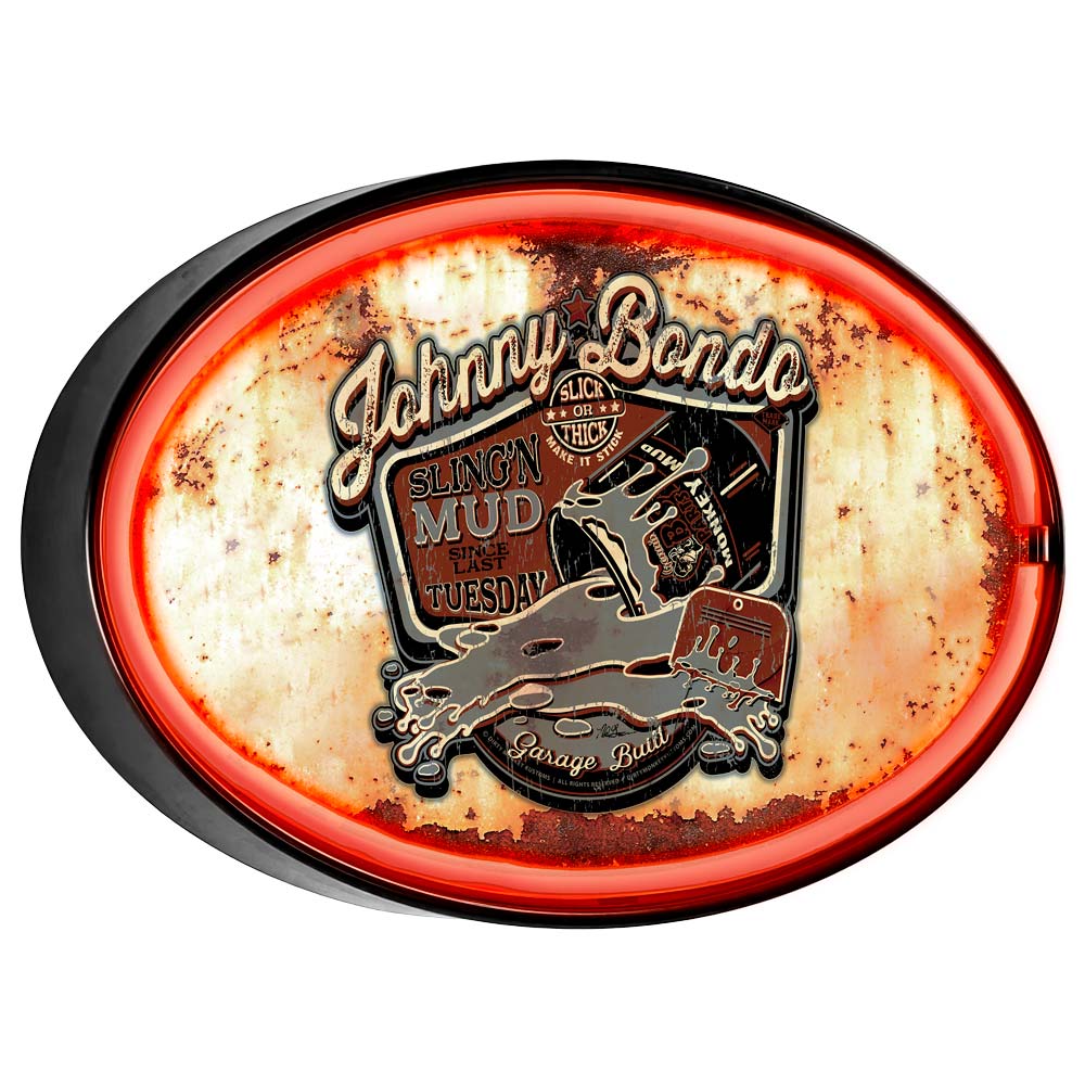 Johnny Bondo LED/Neon Rusty Retro Wall Sign