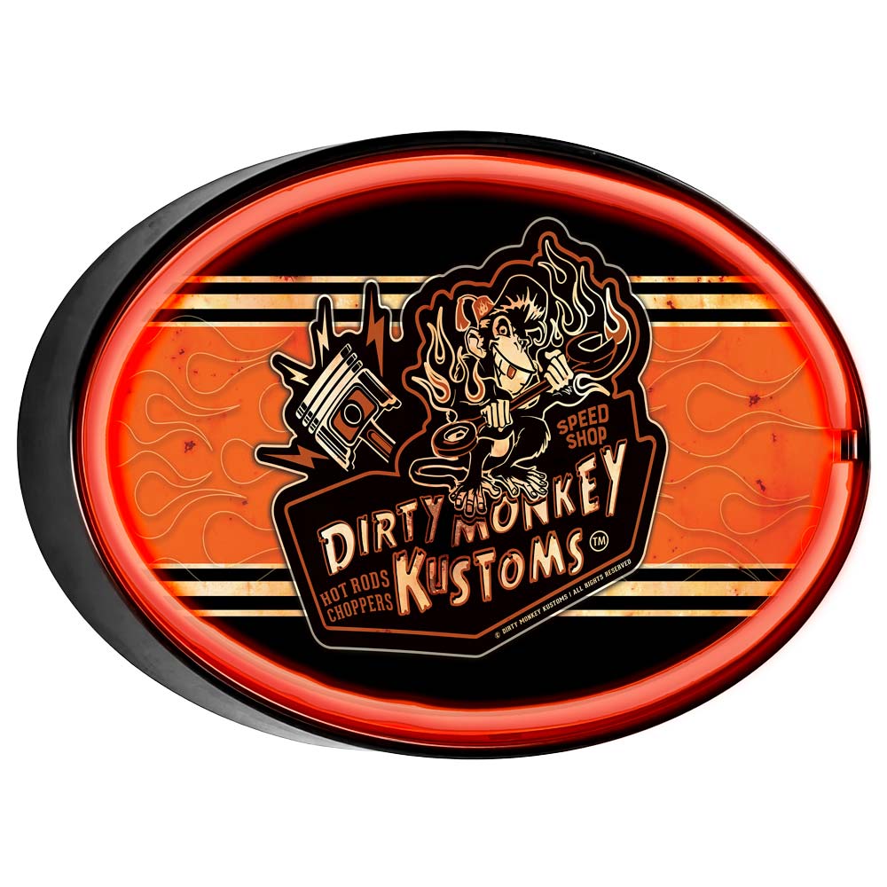 Dirty Monkey Retro Striped LED/Neon Wall Sign