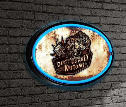 Dirty Monkey Retro Original LED/Neon Retro Wall Sign BadAss Garage