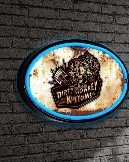 Dirty Monkey Retro Original LED/Neon Retro Wall Sign BadAss Garage