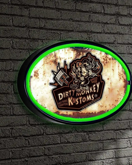 Dirty Monkey Retro Original LED/Neon Retro Wall Sign BadAss Garage