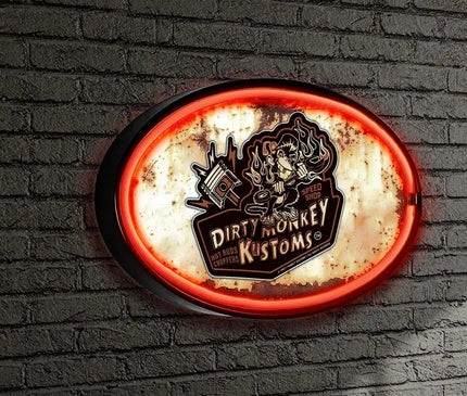 Dirty Monkey Retro Original LED/Neon Retro Wall Sign BadAss Garage