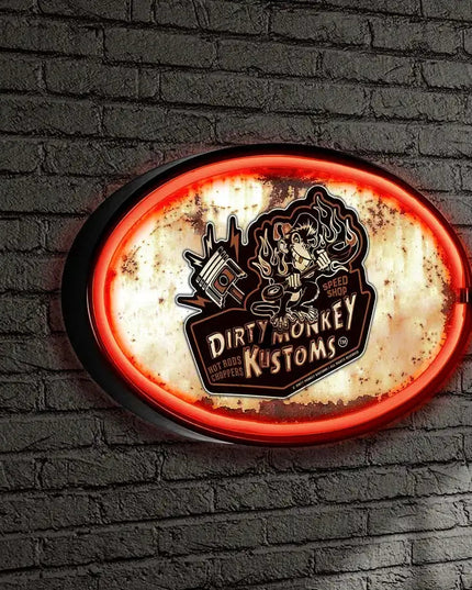 Dirty Monkey Retro Original LED/Neon Retro Wall Sign BadAss Garage