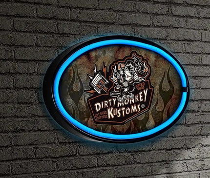 Dirty Monkey Retro Flamed LED/Neon Wall Sign BadAss Garage