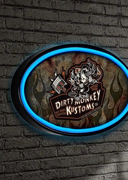 Dirty Monkey Retro Flamed LED/Neon Wall Sign BadAss Garage