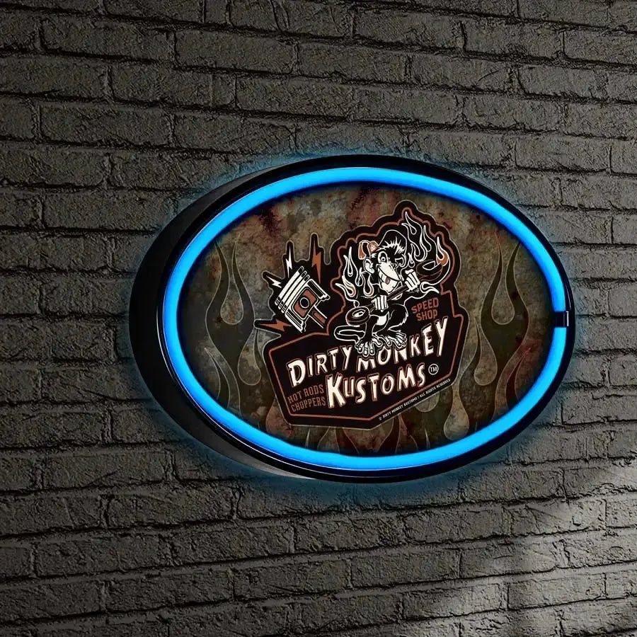 Dirty Monkey Retro Flamed LED/Neon Wall Sign