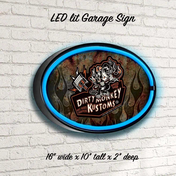 Dirty Monkey Retro Flamed LED/Neon Wall Sign