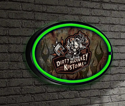 Dirty Monkey Retro Flamed LED/Neon Wall Sign BadAss Garage