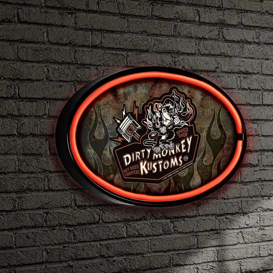 Dirty Monkey Retro Flamed LED/Neon Wall Sign