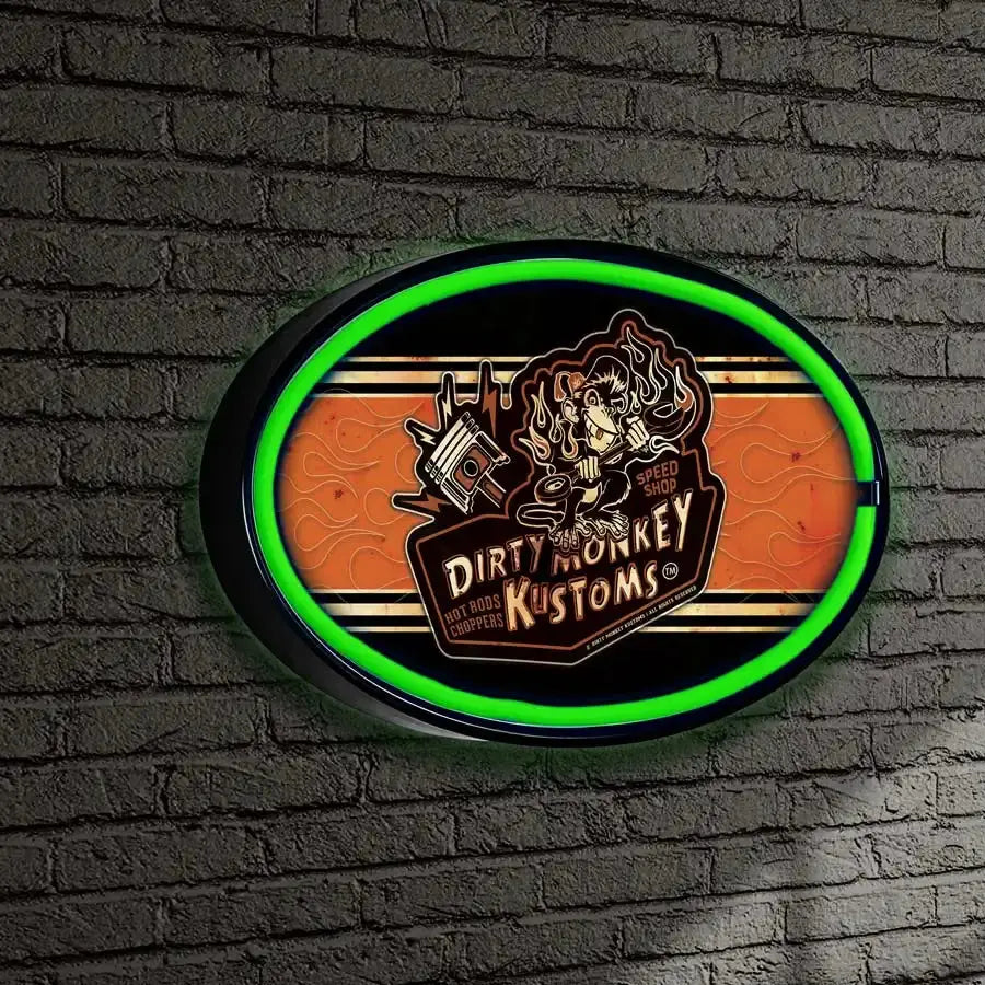 Dirty Monkey Retro Striped LED/Neon Wall Sign