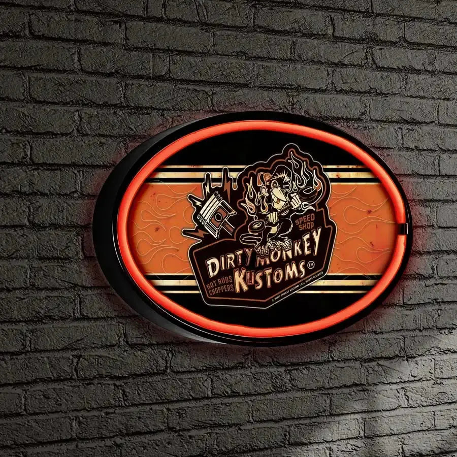 Dirty Monkey Retro Striped LED/Neon Wall Sign