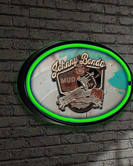 Johnny Bondo Putty LED/Neon Retro Wall Sign BadAss Garage