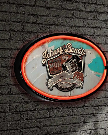 Johnny Bondo Putty LED/Neon Retro Wall Sign BadAss Garage