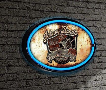 Johnny Bondo LED/Neon Rusty Looking Retro Wall Sign BadAss Garage