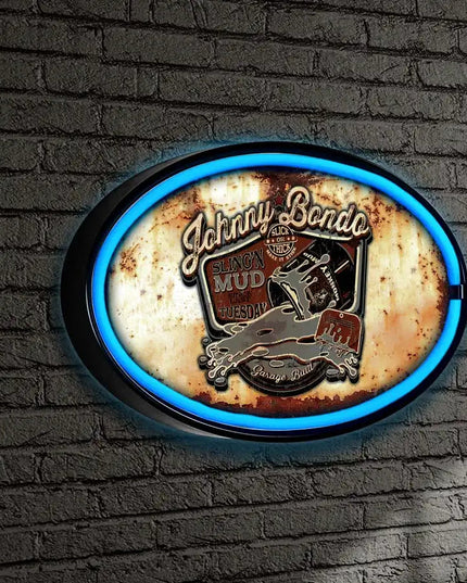 Johnny Bondo LED/Neon Rusty Looking Retro Wall Sign BadAss Garage