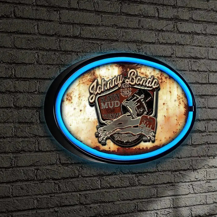 Johnny Bondo LED/Neon Rusty Looking Retro Wall Sign