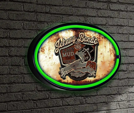Johnny Bondo LED/Neon Rusty Looking Retro Wall Sign BadAss Garage