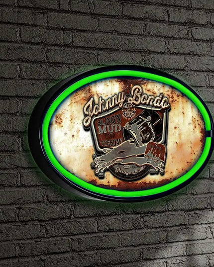 Johnny Bondo LED/Neon Rusty Looking Retro Wall Sign BadAss Garage
