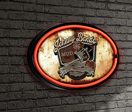Johnny Bondo LED/Neon Rusty Looking Retro Wall Sign BadAss Garage