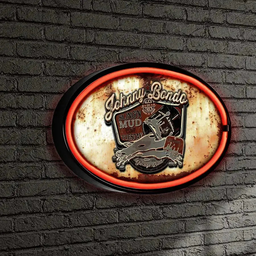 Johnny Bondo LED/Neon Rusty Looking Retro Wall Sign
