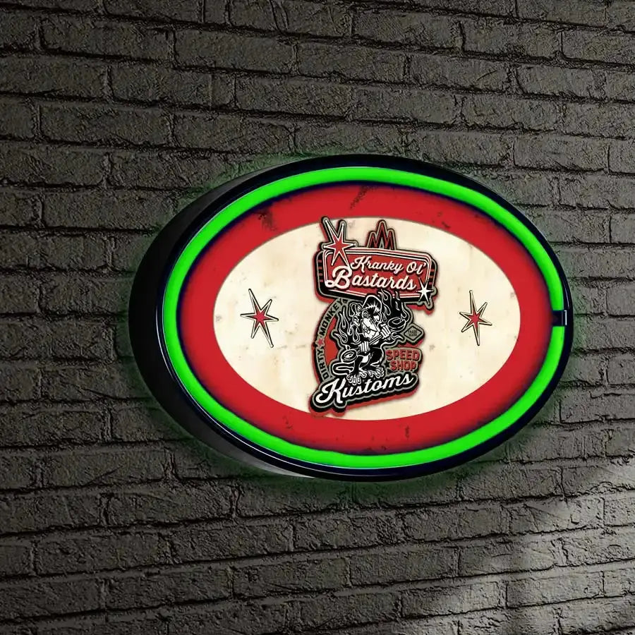Kranky Ol Bastards Oval LED/Neon Retro Wall Sign