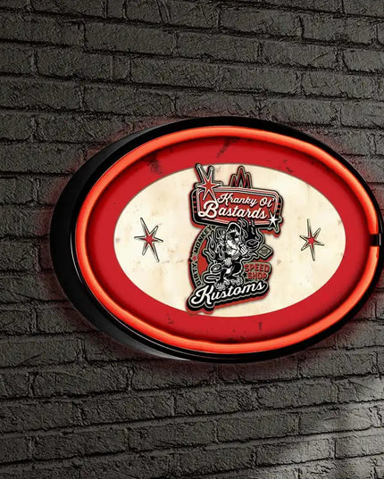 Kranky Ol Bastards Oval LED/Neon Retro Wall Sign BadAss Garage