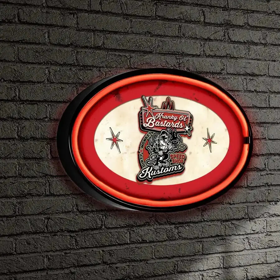 Kranky Ol Bastards Oval LED/Neon Retro Wall Sign