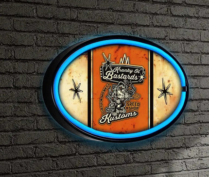Kranky Ol Bastards Striped LED/Neon Retro Wall Sign BadAss Garage
