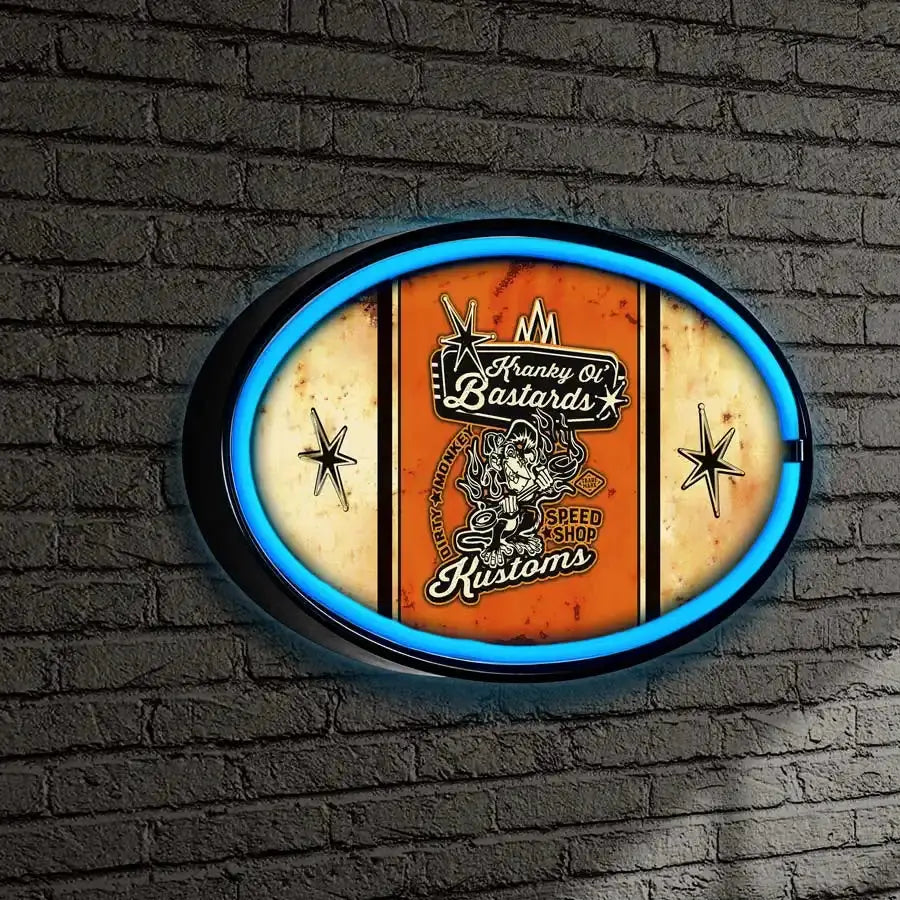 Kranky Ol Bastards Striped LED/Neon Retro Wall Sign